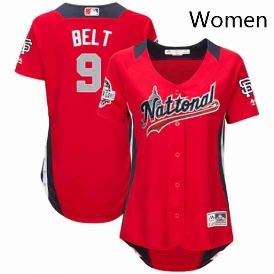 Womens Majestic San Francisco Giants 9 Brandon Belt Game Red National League 2018 MLB All Star MLB Jersey